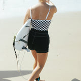 Cropped Tankini Surf Top - B+W Checkers