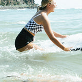 Cropped Tankini Surf Top - B+W Checkers