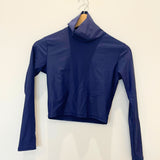 Sample - Turtleneck Crop Rahsguard - Navy - Size Small
