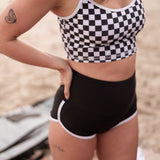 Cropped Tankini Surf Top - B+W Checkers