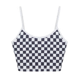 Cropped Tankini Surf Top - B+W Checkers