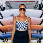 Cropped Tankini Surf Top - B+W Checkers Salt Gypsy